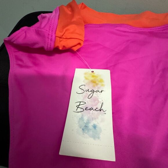 Sugar Beach Women’s Bikini Bottom Small – Orange Pink Cheeky Swim Bottom - Picture 3 of 5